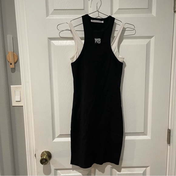 T by Alexander Wang Black Layered Ribbed Tank Dress - S - Picture 3 of 9